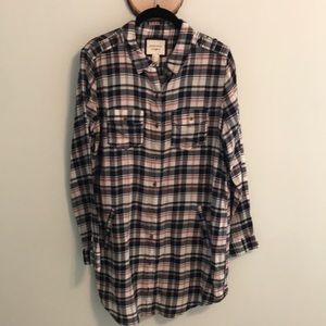 Long Button down plaid shirt